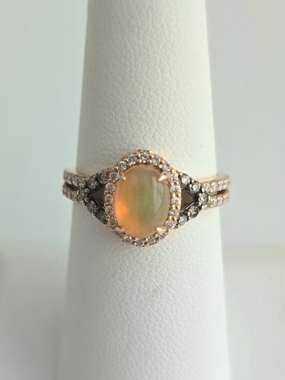 Le Vian 8x6mm Opal & 0.35 CTW Diamonds 14k Rose Gold Ring Size 6.75